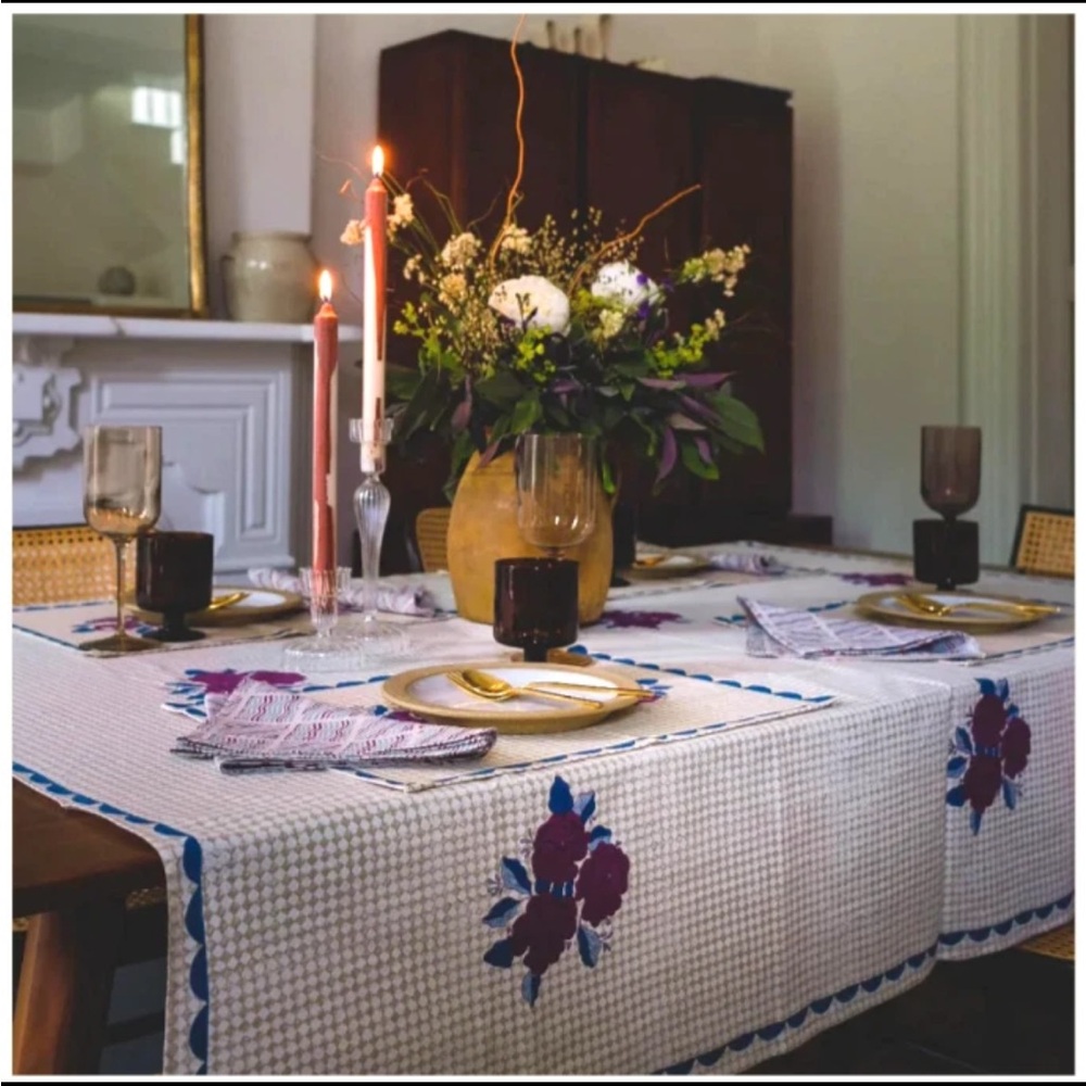 Elegant Purple Floral Tablecloth retails for 175